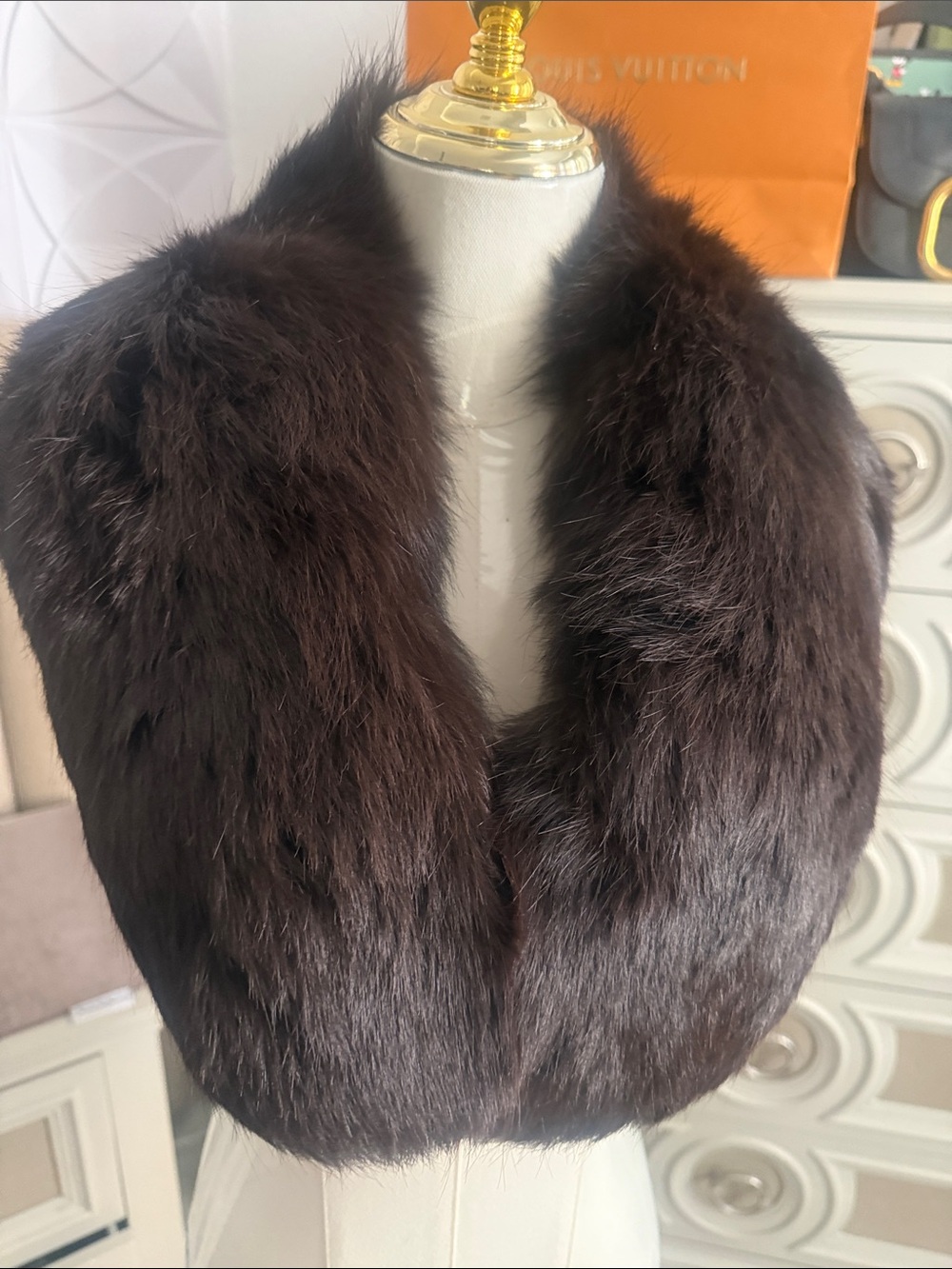 Real fox fur clip on collar